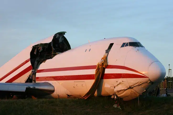 Commercial Plane crashed and broken in half