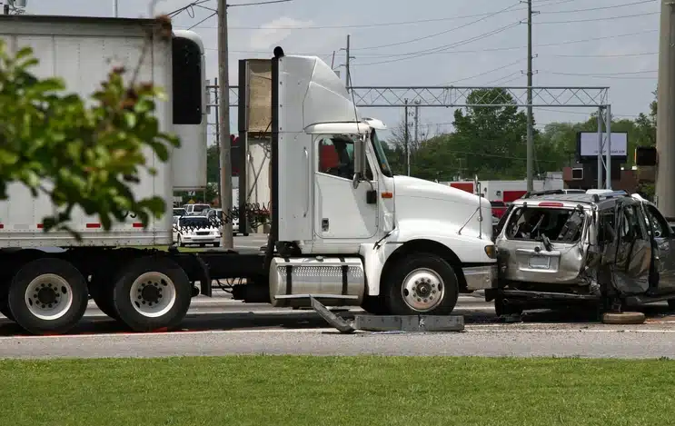 white truck hit car small car from rear
