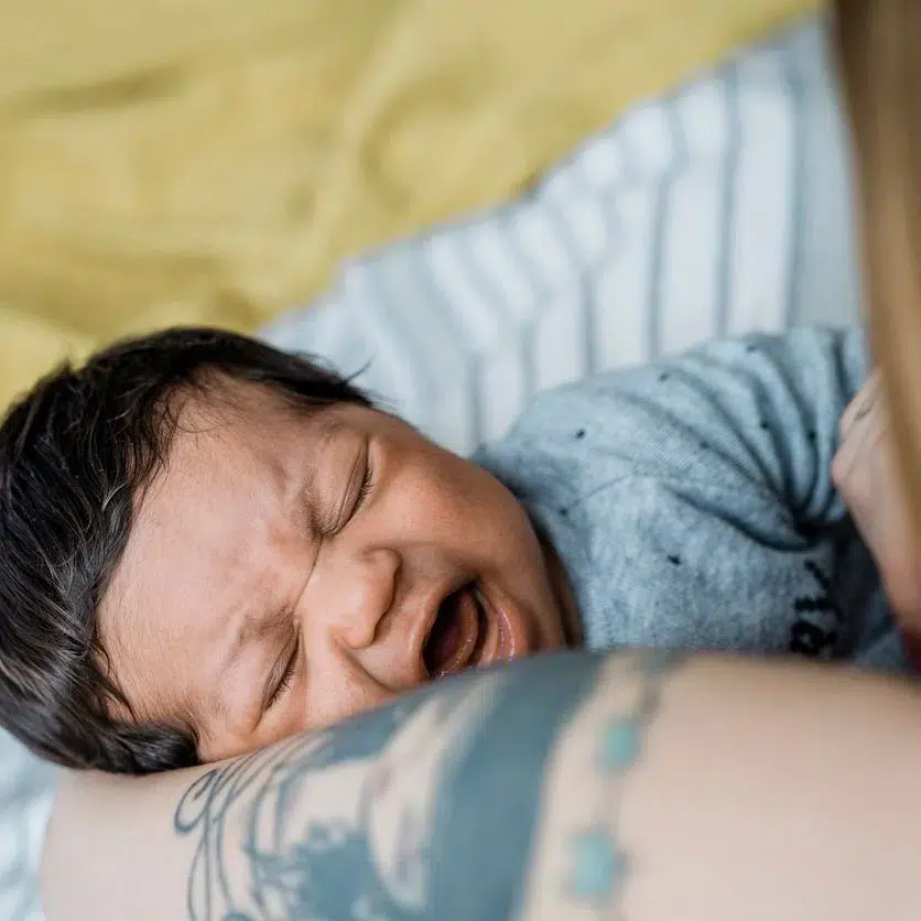 Crying baby with shaken baby syndrome